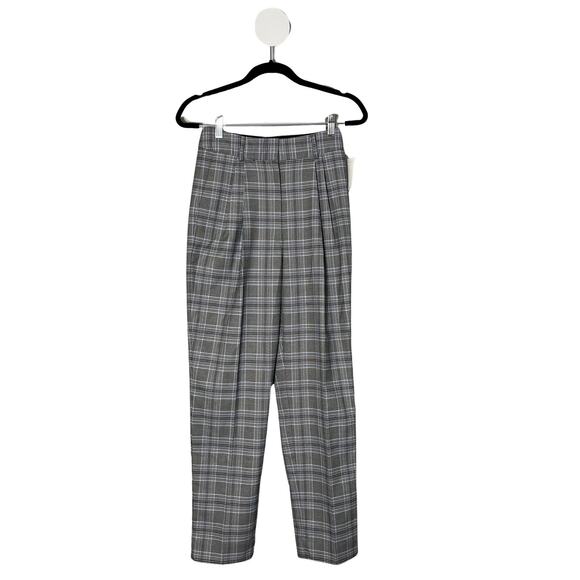 Nordstrom women's high rise black white gray plaid trouser size 0 - Picture 1 of 9